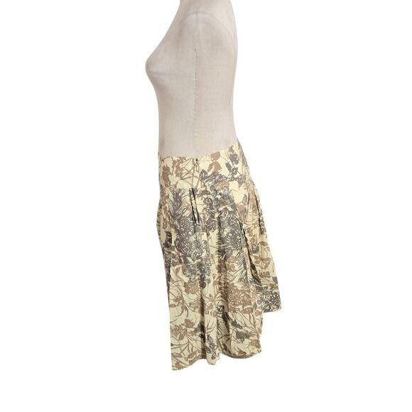 Willi Smith Cream and Brown Pleated Patterned Circle Skirt - Picture 5 of 5